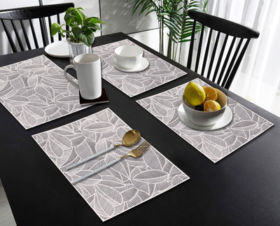 Dakshya Industries Rectangular Pack of 4 Table Placemat(Silver, PVC)