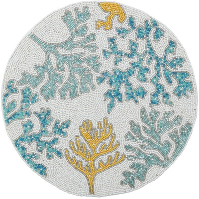 FLI HAUT Round Pack of 1 Table Placemat(Blue, Silk)