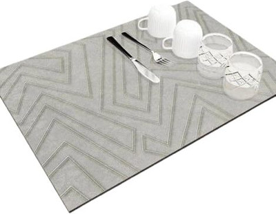 NYS STORE Rectangular Pack of 1 Table Placemat(Grey, Polyester)