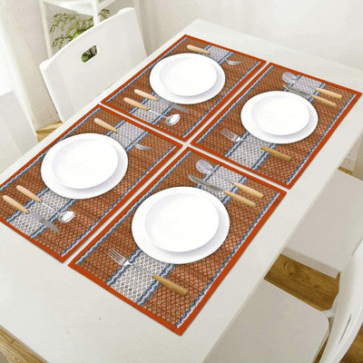 orric Rectangular Pack of 4 Table Placemat(Orange, River Grass)
