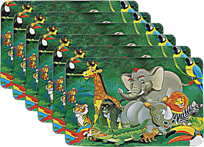 KUBER INDUSTRIES Rectangular Pack of 6 Table Placemat(Green, PVC)