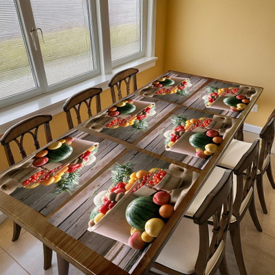 REVEXO Rectangular Pack of 6 Table Placemat(Brown, PVC)