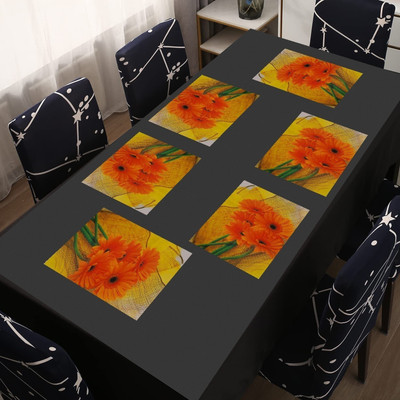 REVEXO Rectangular Pack of 6 Table Placemat(Beige, PVC)