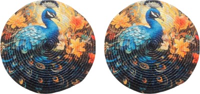 Artistic Den Round Pack of 2 Table Placemat(Orange, Blue, Dark Blue, Yellow, Light Blue, Cotton)