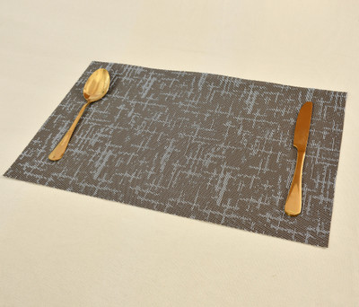 YELLOW WEAVES Rectangular Pack of 6 Table Placemat(Brown, Grey, PVC)