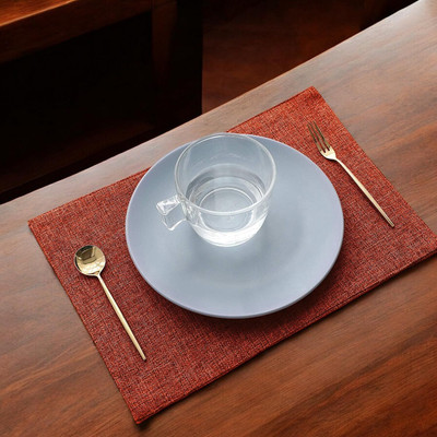 Casanest Rectangular Pack of 6 Table Placemat(Orange, Jute)