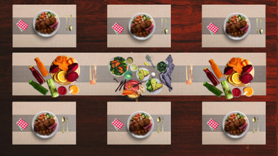 Bhaguji Rectangular Pack of 7 Table Placemat(Beige, PVC)