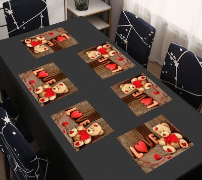 REVEXO Rectangular Pack of 6 Table Placemat(Red, PVC)