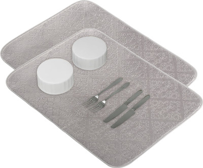 KUBER INDUSTRIES Rectangular Pack of 2 Table Placemat(Grey, Microfibre)