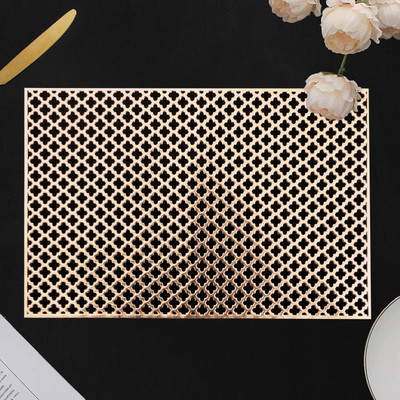 Castle Decor Rectangular Pack of 2 Table Placemat(Gold, PVC)