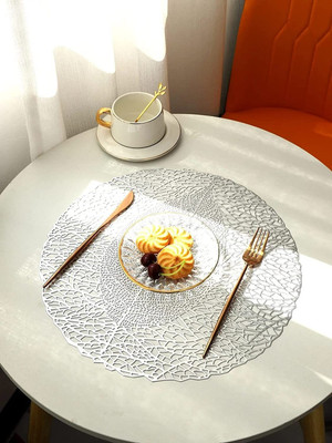 Flipkart SmartBuy Round Pack of 2 Table Placemat(Silver, PVC)
