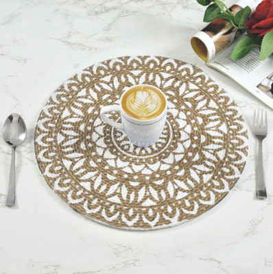 RADRUGS Round Pack of 2 Table Placemat(Beige, Cotton)