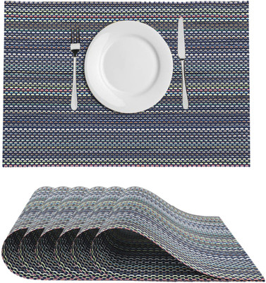 DPA Collection Rectangular Pack of 6 Table Placemat(Grey, PVC)