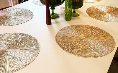 Luxula Round Pack of 4 Table Placemat(Gold, PVC)