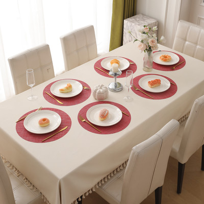 HOKiPO Round Pack of 6 Table Placemat(Red, PVC)