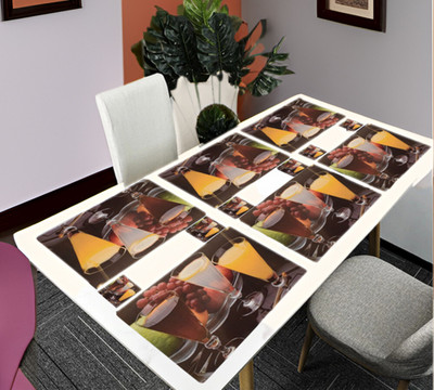 REVEXO Rectangular Pack of 6 Table Placemat(Multicolor, Maroon, PVC)