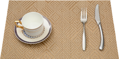 HS WORLD Rectangular Pack of 1 Table Placemat(Beige, PVC)