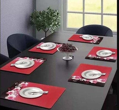 TORODINEART Rectangular Pack of 6 Table Placemat(Red, PVC)