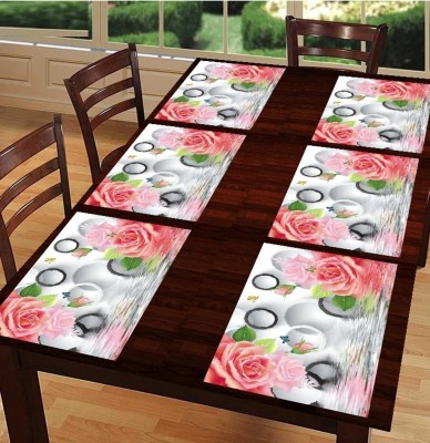 REVEXO Rectangular Pack of 6 Table Placemat(Maroon, PVC)