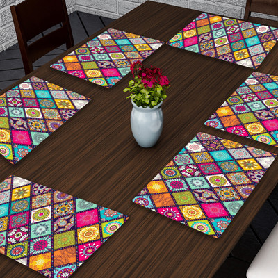 LooMantha Rectangular Pack of 6 Table Placemat(Multicolor, PVC)