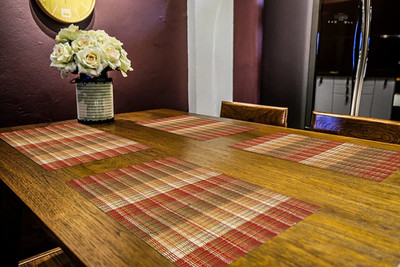 PRAKARTIK Rectangular Pack of 4 Table Placemat(Brown, Cotton)