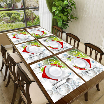 SANRAKSSHAN Rectangular Pack of 6 Table Placemat(Green, PVC)