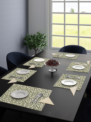 Saral Home Rectangular Pack of 6 Table Placemat(Green, Cotton)