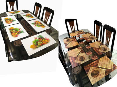 LaVichitra Rectangular Pack of 12 Table Placemat(Multicolor, PVC)