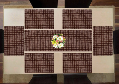 Saral Home Rectangular Pack of 7 Table Placemat(Brown, Polyester)