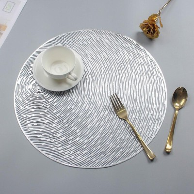 HomeCloud Round Pack of 1 Table Placemat(Silver, PVC)