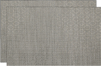 Winner Rectangular Pack of 2 Table Placemat(Grey, PVC)