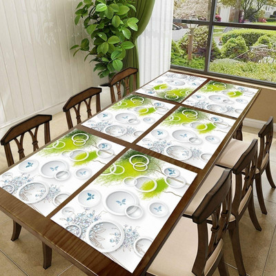 REVEXO Rectangular Pack of 6 Table Placemat(Grey, PVC)