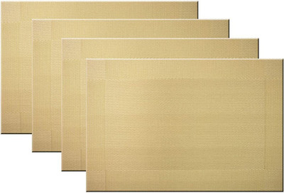 We3 Rectangular Pack of 4 Table Placemat(Gold, PVC)