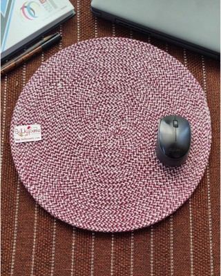 BulkySanta Round Pack of 2 Table Placemat(Maroon, Jute, Cotton)