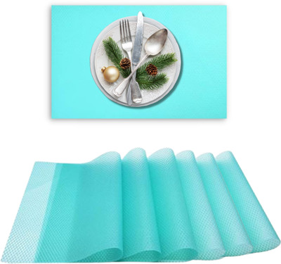 YELONA Rectangular Pack of 6 Table Placemat(Blue, PVC)