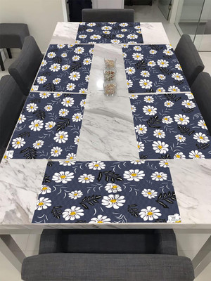 E-Retailer Rectangular Pack of 6 Table Placemat(Grey, PVC)
