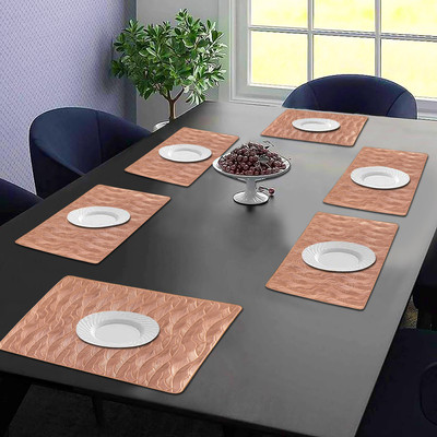 Dakshya Industries Rectangular Pack of 6 Table Placemat(Brown, PVC)