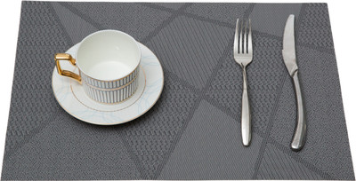 HS WORLD Rectangular Pack of 1 Table Placemat(Grey, PVC)