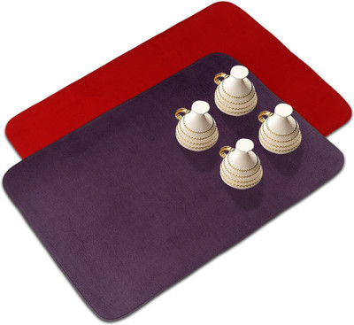 KUBER INDUSTRIES Rectangular Pack of 2 Table Placemat(Red, Purple, Microfibre)