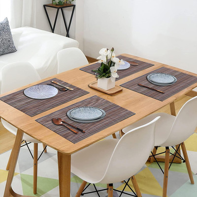 DPA Collection Rectangular Pack of 4 Table Placemat(Brown, PVC)