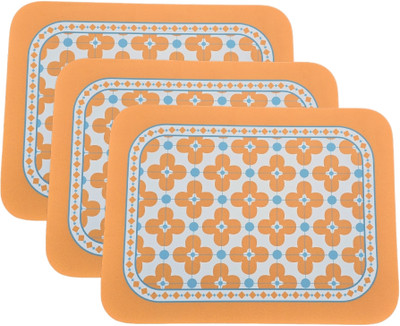 Lellow Rectangular Pack of 3 Table Placemat(Orange, Light Blue, Leather)