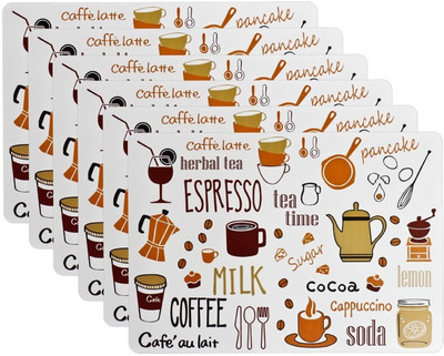 pepplo Rectangular Pack of 6 Table Placemat(Brown, Plastic)