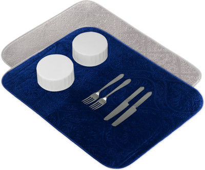 KUBER INDUSTRIES Rectangular Pack of 2 Table Placemat(Grey, Blue, Microfibre)