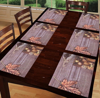 SANRAKSSHAN Rectangular Pack of 6 Table Placemat(Gold, PVC)