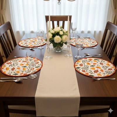 Monsa Traders Round Pack of 4 Table Placemat(Multicolor, Cotton)