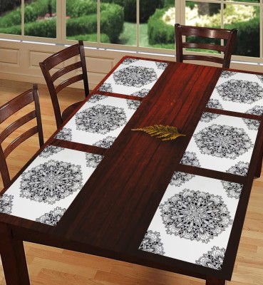 Dakshya Industries Rectangular Pack of 6 Table Placemat(Black, PVC)