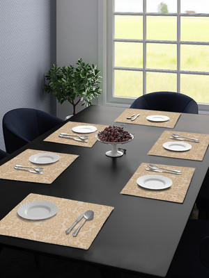 Saral Home Rectangular Pack of 6 Table Placemat(Beige, Cotton)
