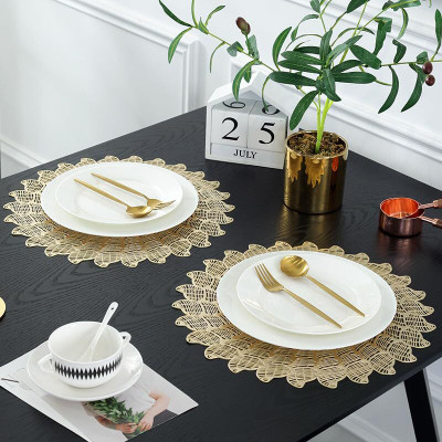 Univara Round Pack of 2 Table Placemat(Gold, PVC)