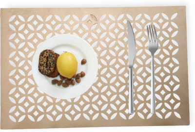 MONKDECOR Rectangular Pack of 6 Table Placemat(White, Multicolor, Suede)
