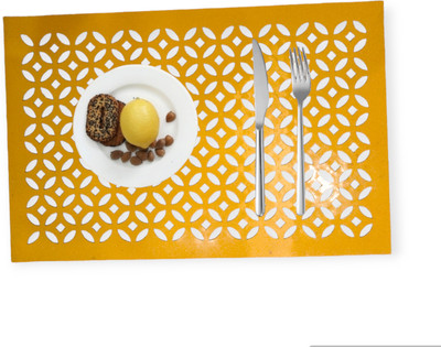 MONKDECOR Rectangular Pack of 6 Table Placemat(Yellow, Suede)